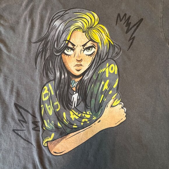 BILLIE EILISH Anime Tee Unisex M "When We All Fall Asleep Where Do We Go?” 2019 - Picture 3 of 4